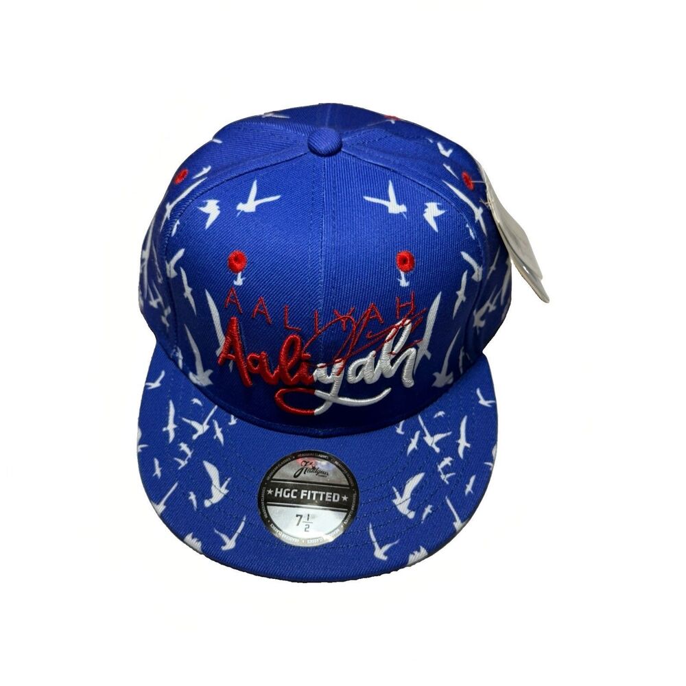 Aaliyah Birds All Over Print Fitted Hat Cap 7 1/2 Blue Headgear Classics N